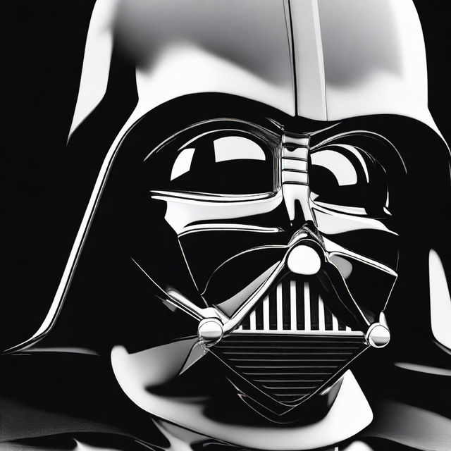 A close-up digital art image of Darth Vader's face from Star Wars