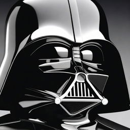 A close-up digital art image of Darth Vader's face from Star Wars