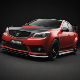 A devilish car design in menacing black and red tones, with the name 'Asim' prominently displayed on the side. The vehicle oozes an aura of power and danger.