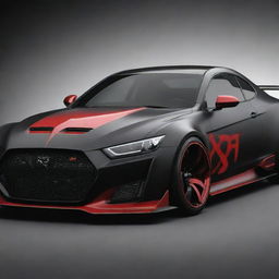 A devilish car design in menacing black and red tones, with the name 'Asim' prominently displayed on the side. The vehicle oozes an aura of power and danger.