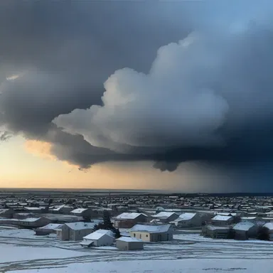 As the sun set and darkness enveloped the town, a thick cloud bank rolled in, creating an eerie atmosphere.