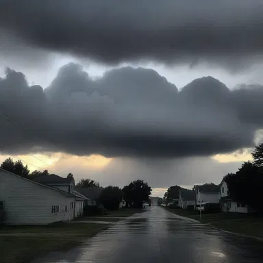 As the sun set and darkness enveloped the town, a thick cloud bank rolled in, creating an eerie atmosphere.
