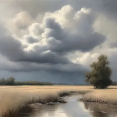 The artist skillfully captured the beauty of the cloud bank in their landscape painting, using shades of gray and white to create depth and texture.