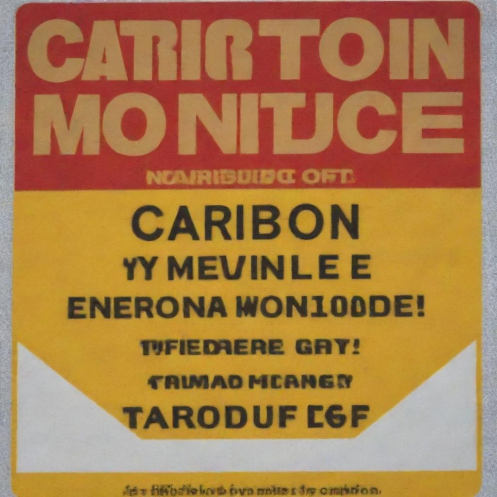 A vivid warning sign for carbon monoxide danger, featuring specific symbolism and readable text.