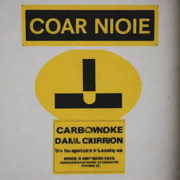 A vivid warning sign for carbon monoxide danger, featuring specific symbolism and readable text.