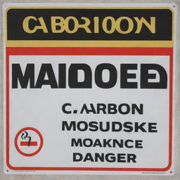 An intense and attention-grabbing hazard sign for carbon monoxide danger, with clear, large text and universal danger symbols.