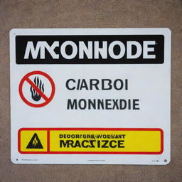 An intense and attention-grabbing hazard sign for carbon monoxide danger, with clear, large text and universal danger symbols.