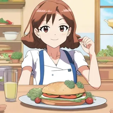 In the anime series, the food faddist character constantly switches between being a vegetarian and a gluten-free diet.