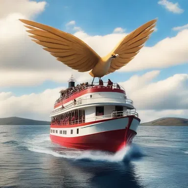 In the magical kingdom, the ferry had wings and could soar through the skies.