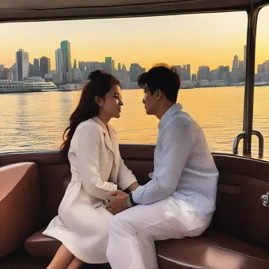 They took a romantic ferry ride at sunset, enjoying the scenic views of the city.