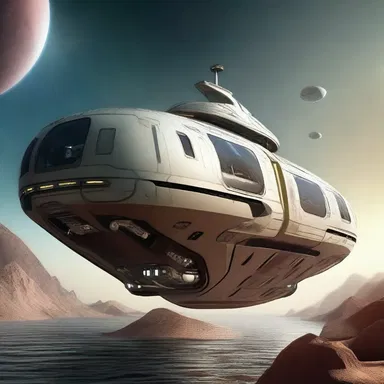 In the science fiction novel, humans use advanced ferry-like spacecrafts to travel between planets.