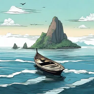 In the novel, the protagonist hires a fishing boat to ferry him to the remote island.