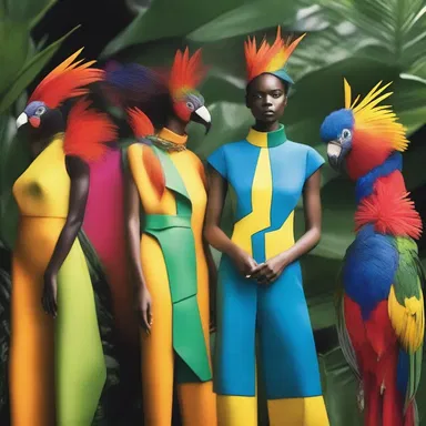 The designer created a line of clothing inspired by the vibrant colors of the dominant gene found in tropical birds.