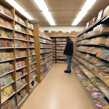 The comic book store teems in with customers on new release day.