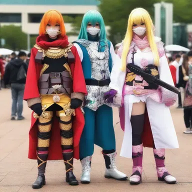 The anime convention teems in with cosplayers showcasing their elaborate outfits.