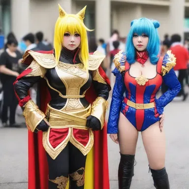 The anime convention teems in with cosplayers showcasing their elaborate outfits.