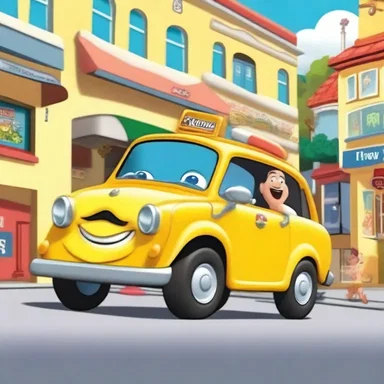 In the cartoon show, the taximan character always takes the children to exciting adventures.