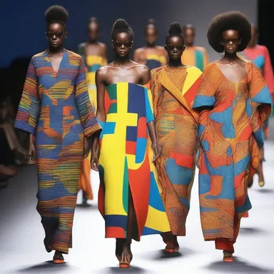 The fashion designer's collection had a centralising theme, with bold prints and vibrant colors that drew the focus to the center of each garment.