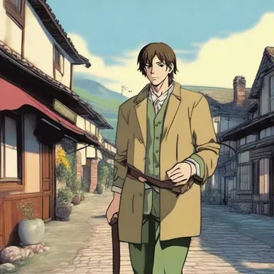 After a heated argument with his wife, the protagonist decides to walk off and spend the night at a nearby inn.