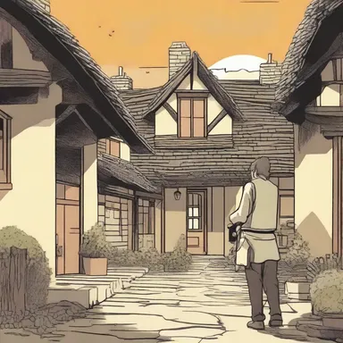 After a heated argument with his wife, the protagonist decides to walk off and spend the night at a nearby inn.