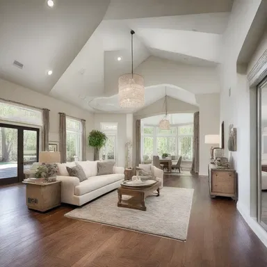 The open floor plan allows for a seamless flow throughout the house, with each room seemingly walking off into the next.