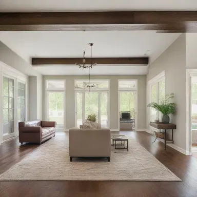 The open floor plan allows for a seamless flow throughout the house, with each room seemingly walking off into the next.