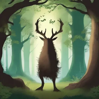 The mythical creature suddenly appears from behind the trees, only to walk off into the enchanted forest.