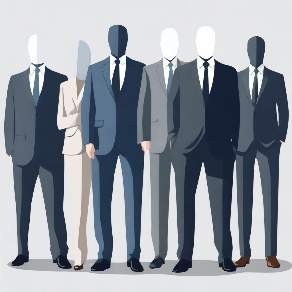 A high-quality digital art image featuring faceless business leaders