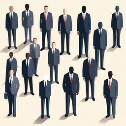 A high-quality digital art image featuring faceless business leaders