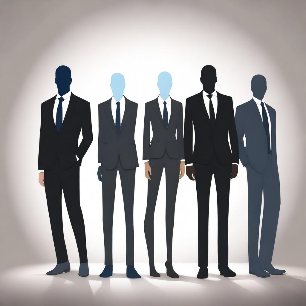 A high-quality digital art image featuring faceless business leaders