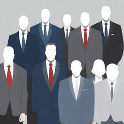 A high-quality digital art image featuring faceless business leaders