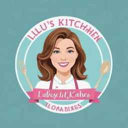 Create a fun, creative logo for a vlog named 'Lulu's Kitchen Diaries', incorporating elements of cooking and daily life with a feminine touch.