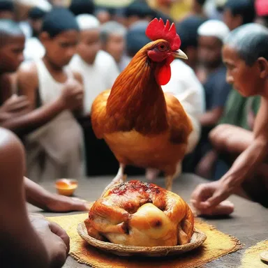 During the religious ceremony, the followers offered poulet as a sacrifice to their deity.