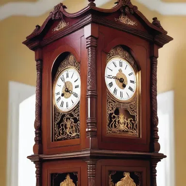 The intricate woodwork and ornate detailing on the grandfather clock make it a true work of art.