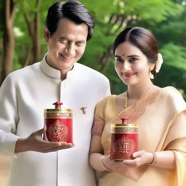 As a symbol of their love, the couple exchanged specially engraved purifiers to purify their bond and ensure a pure relationship.