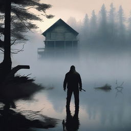 This is a high-quality digital art piece depicting Jason Voorhees from Friday the 13th