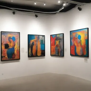 The artwork displayed at the gallery exhibition showcased a synergistic blend of different art forms, combining painting, sculpture, and digital media.