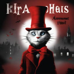 A chilling book cover in the style of a horror novel, featuring the iconic Cat in the Hat