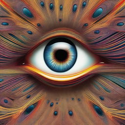 A mesmerizing digital art piece featuring an eye within an eye, recursively repeated five times