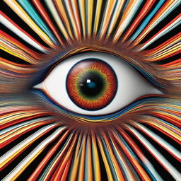 A mesmerizing digital art piece featuring an eye within an eye, recursively repeated five times