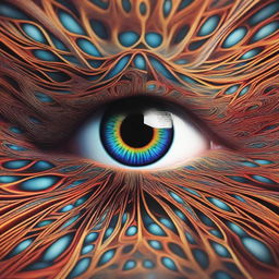 A mesmerizing digital art piece featuring an eye within an eye, recursively repeated five times