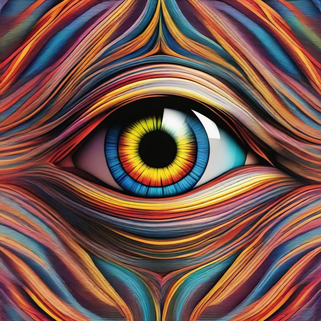 A mesmerizing digital art piece featuring an eye within an eye, recursively repeated five times