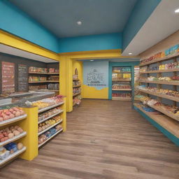 A street egg shop design with elements appealing to gym goers, featuring vibrant colors, protein sources, active lifestyle theme, and motivational quotes on fitness and health.