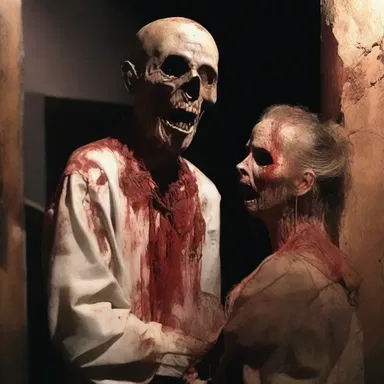 The haunted house was filled with terrifying props that were spectacularly spooky, providing the ultimate horror experience.