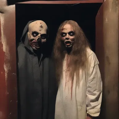 The haunted house was filled with terrifying props that were spectacularly spooky, providing the ultimate horror experience.