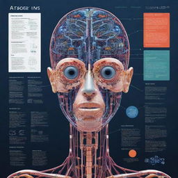 Generate an AI-themed scientific poster. It should communicate complex concepts creatively, delight and engage the audience with vibrant visuals, and incorporate interactive components to facilitate dynamic, memorable learning.