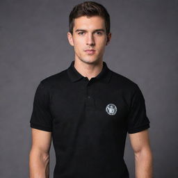 A black polo t-shirt prominently featuring the logo of Camera Eye Studio.