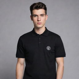 A black polo t-shirt prominently featuring the logo of Camera Eye Studio.