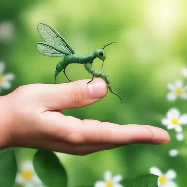 As they walked through the garden, he gently picked up an inchworm and placed it on her hand, a tiny symbol of their love.