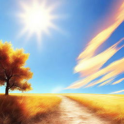 A digital art image depicting a hot, sunny day